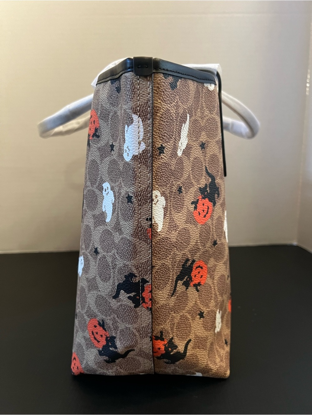 Coach Brown Halloween Print Tote with Orange & Black Accents - Picture 6 of 10